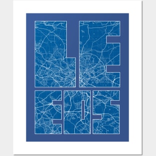 Leeds, England Map Typography - Blueprint Posters and Art